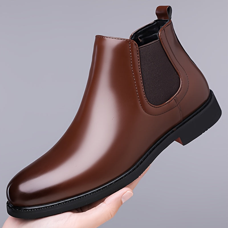 Dark Brown Classic Slip-On Chelsea Boots for Men