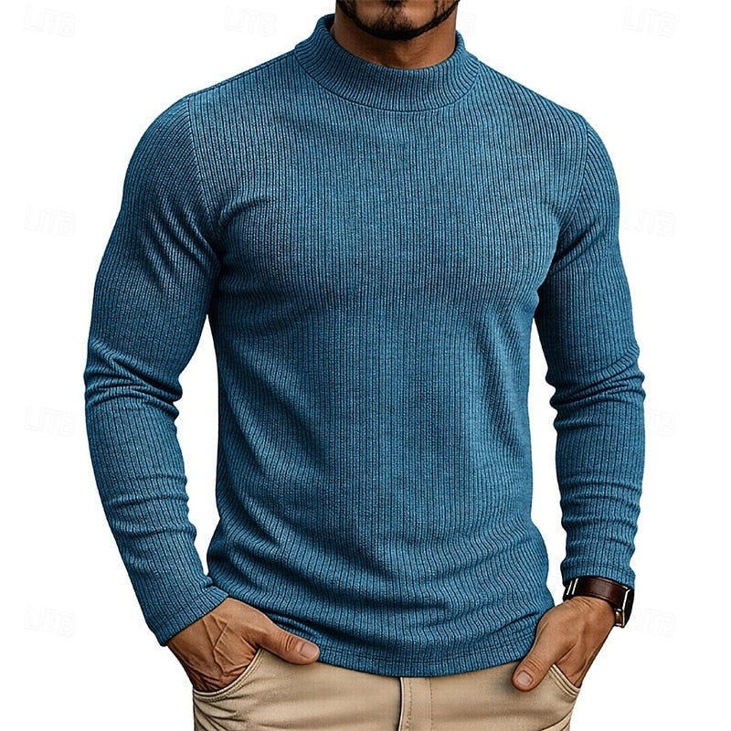 Ribbed Mock-Neck Top for Men, Plus Size