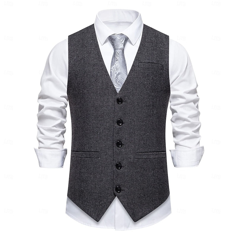 Single-Breasted Waistcoat, Men's Tailored Fit