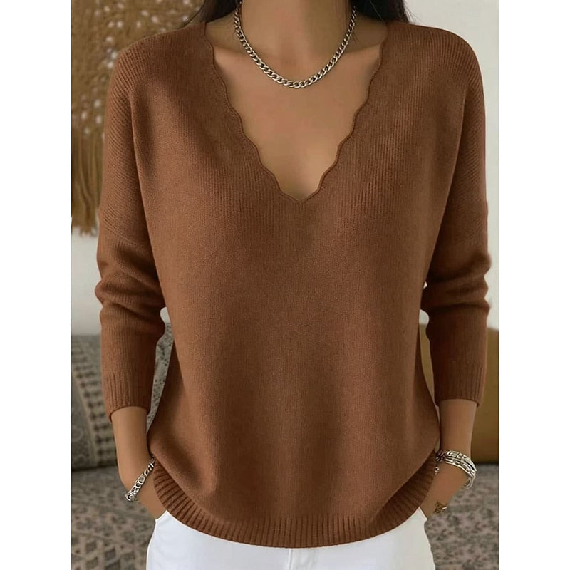 Scalloped V-Neck Halloween Pullover for Women, Plus Size