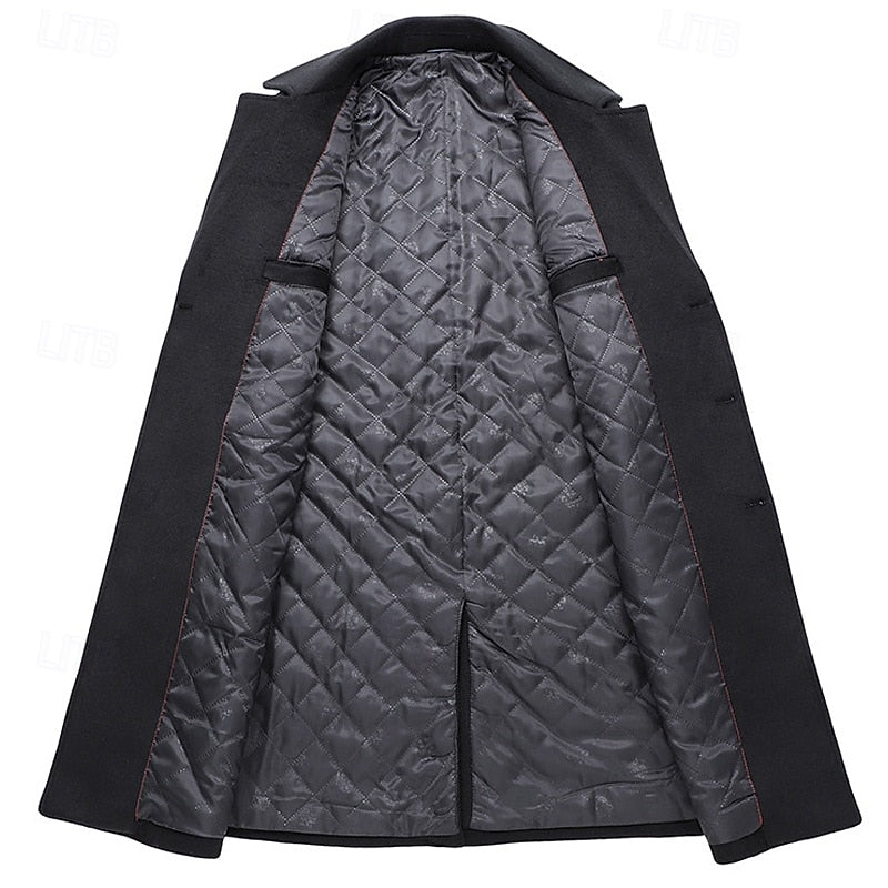 Refined Double-Breasted Overcoat for Men, Plus Size