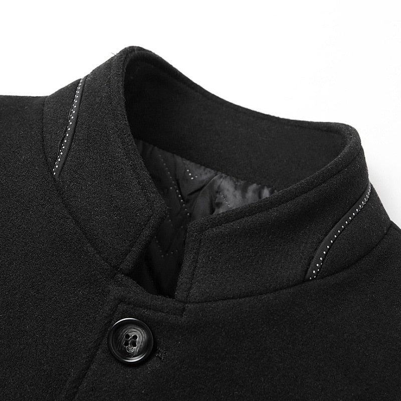 Stand-Collar Overcoat for Men, Refined Style