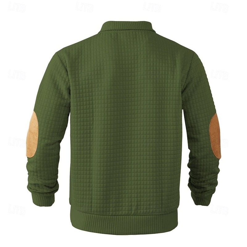 Standing-Collar Pullover for Men, Textured Style