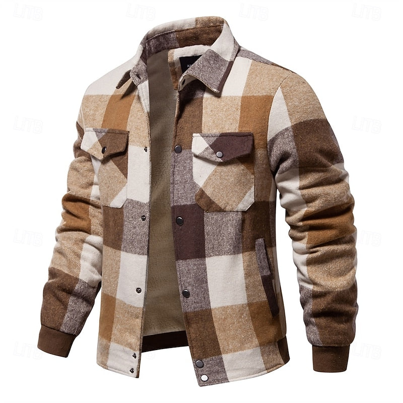 Rugged Plaid Shirt Jacket for Men
