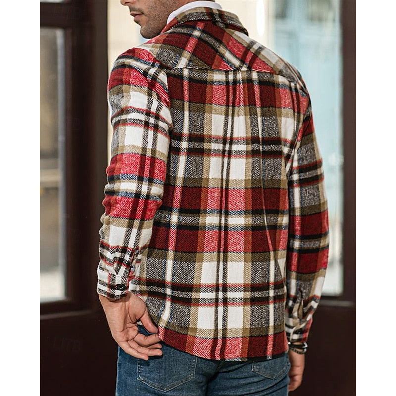 Checked Shirt Jacket for Men, Rugged Style
