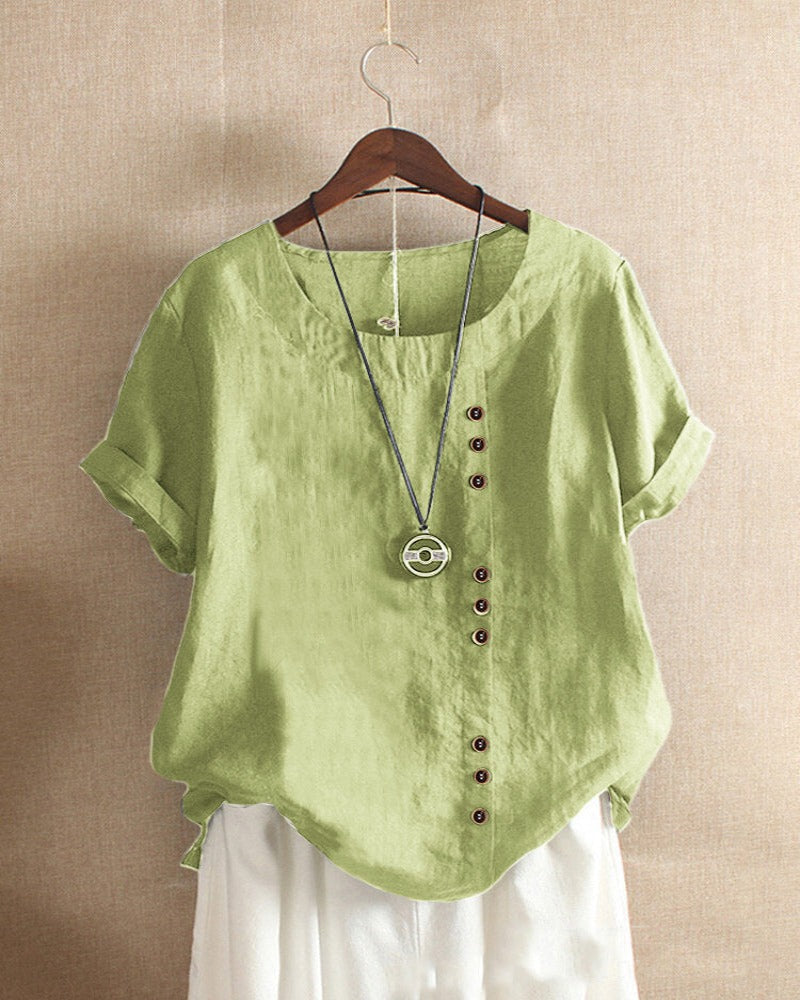 Button Detail Summer Blouse for Women, Effortless Style