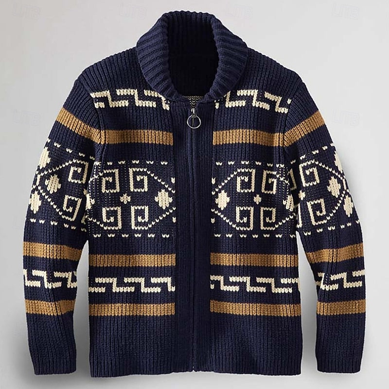 Patterned Zip Cardigan for Men
