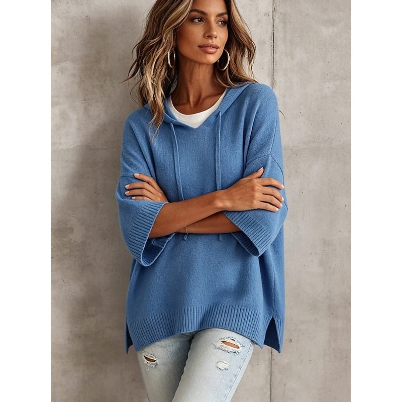 Relaxed Hooded Sweater for Women, Plus Size