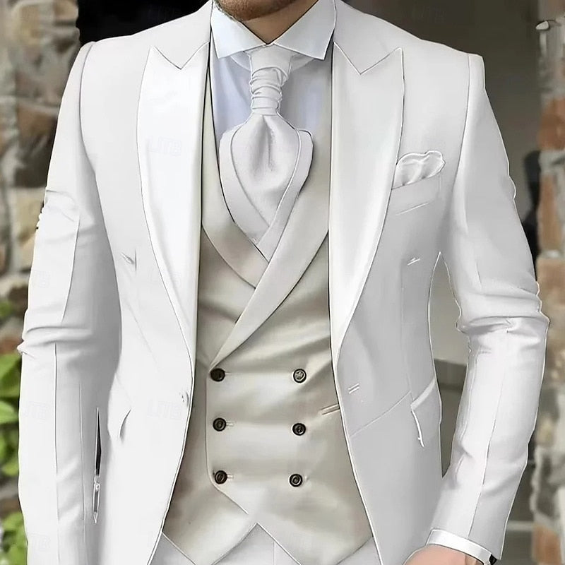 Tailored Peak-Lapel Three-Piece Set for Men, Plus Size
