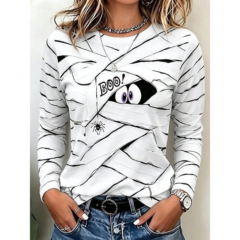 Playful Halloween Long-Sleeve Top for Women, Plus Size