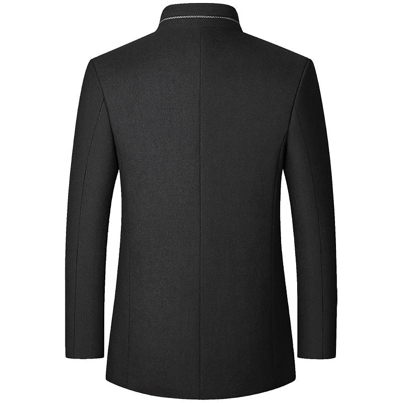 Stand-Collar Overcoat for Men, Refined Style