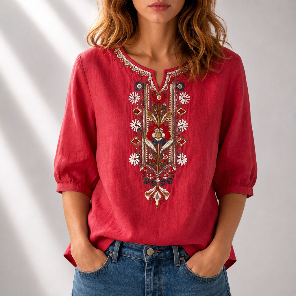 Floral Embroidered Blouse for Women
