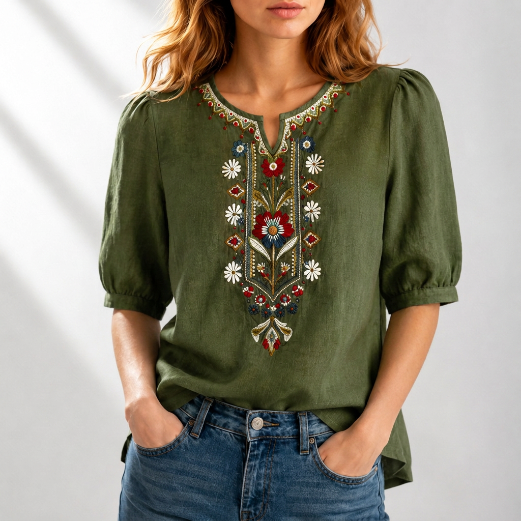 Floral Embroidered Blouse for Women