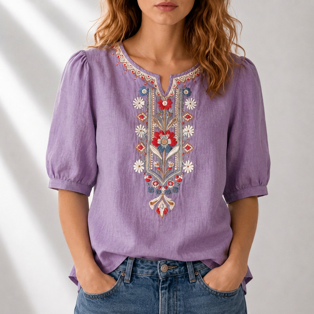 Floral Embroidered Blouse for Women