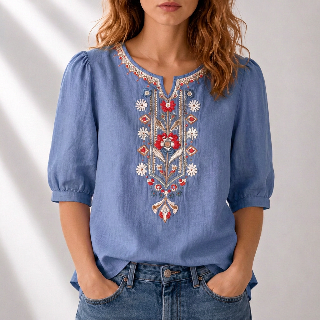 Floral Embroidered Blouse for Women