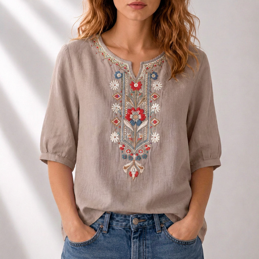 Floral Embroidered Blouse for Women