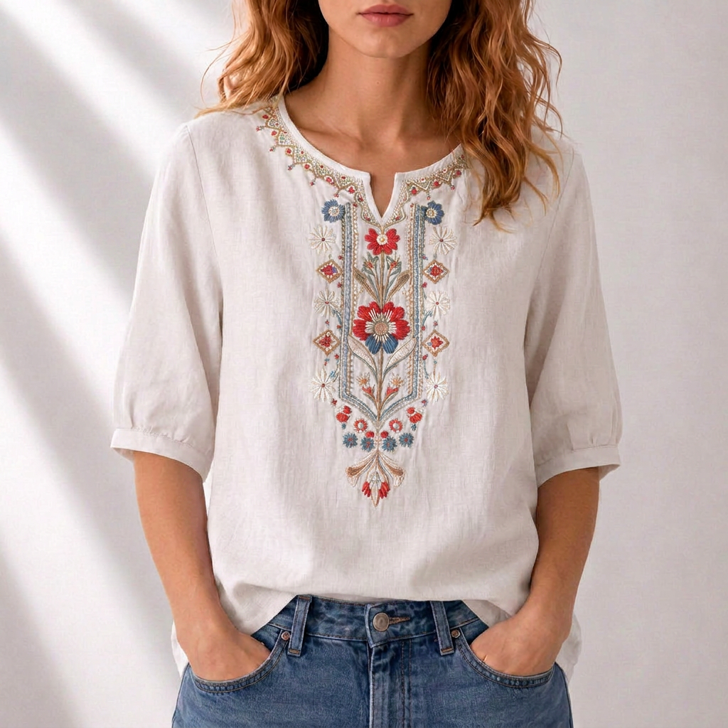 Floral Embroidered Blouse for Women