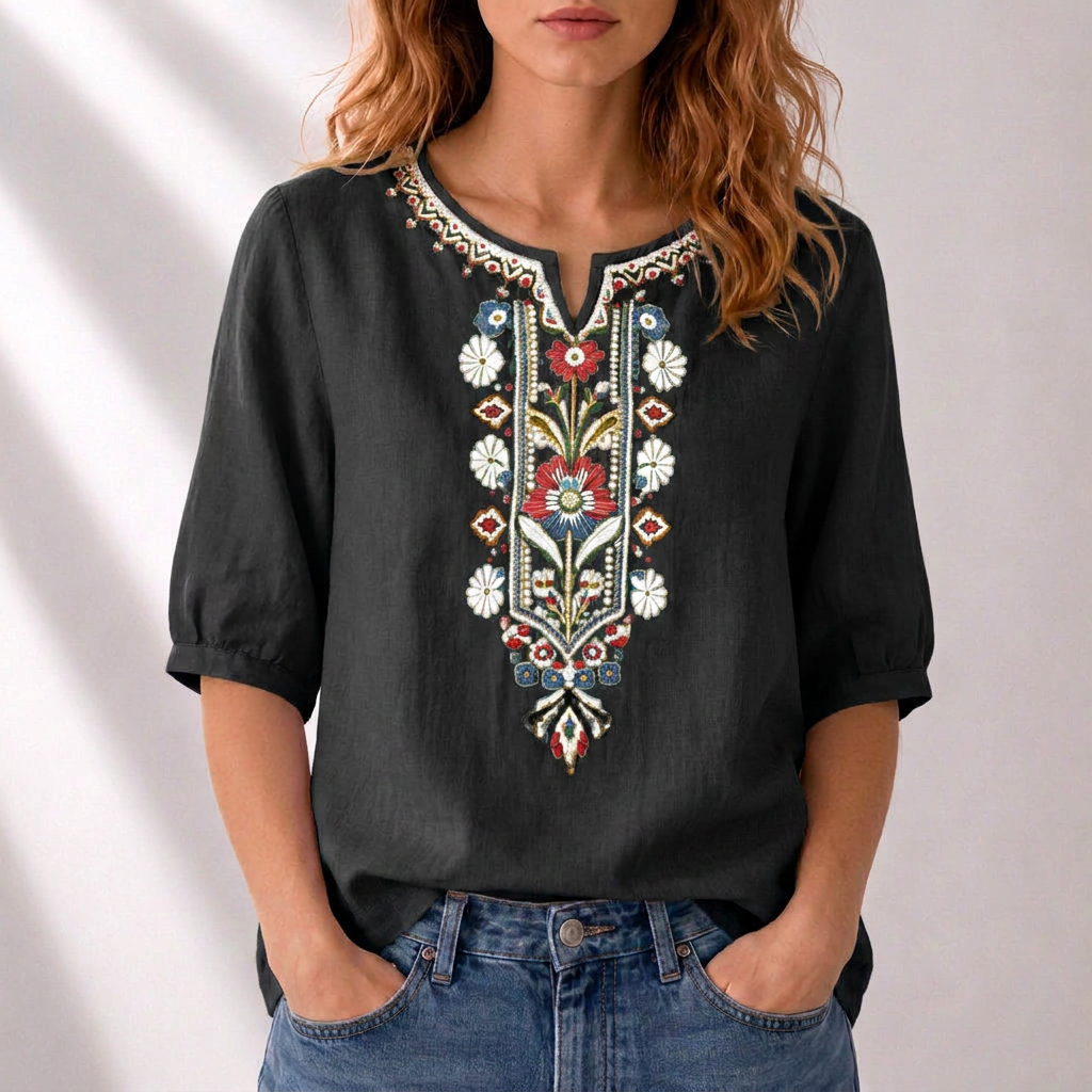 Floral Embroidered Blouse for Women