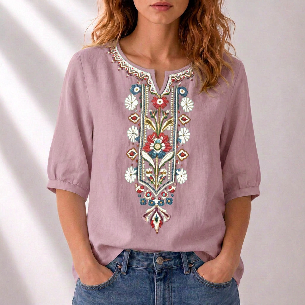 Floral Embroidered Blouse for Women