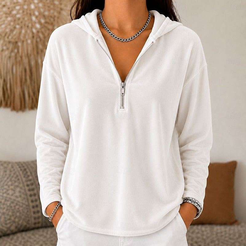 Quarter-Zip Hoodie for Women, Relaxed Style