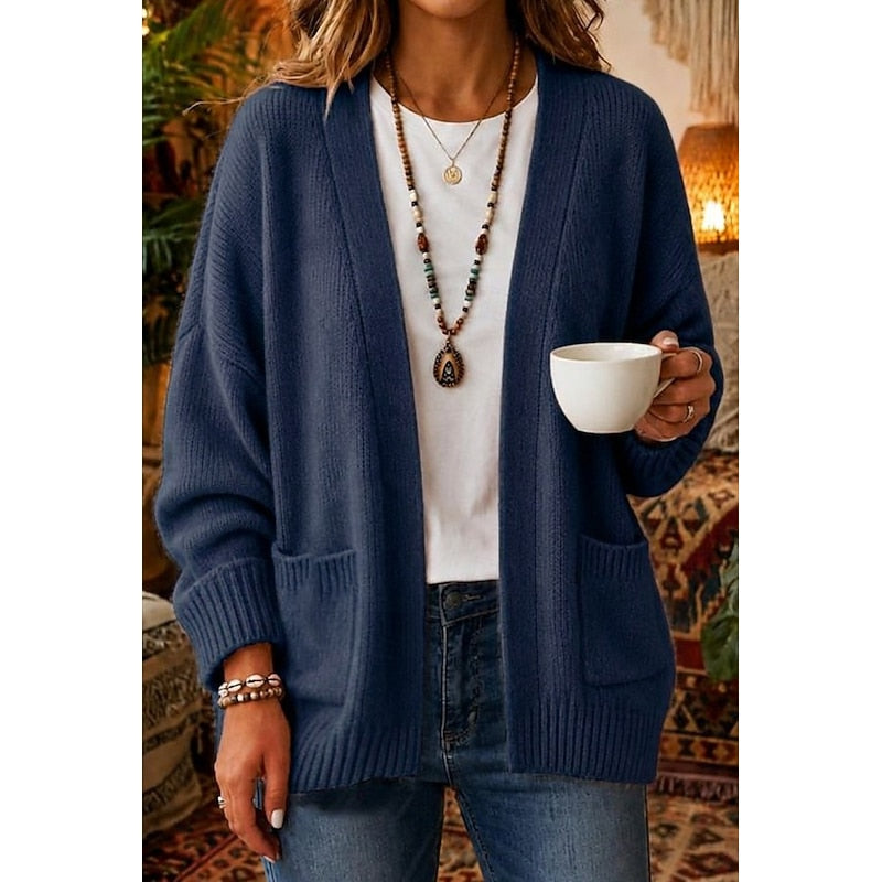 Relaxed Open-Front Cardigan for Women, Plus Size