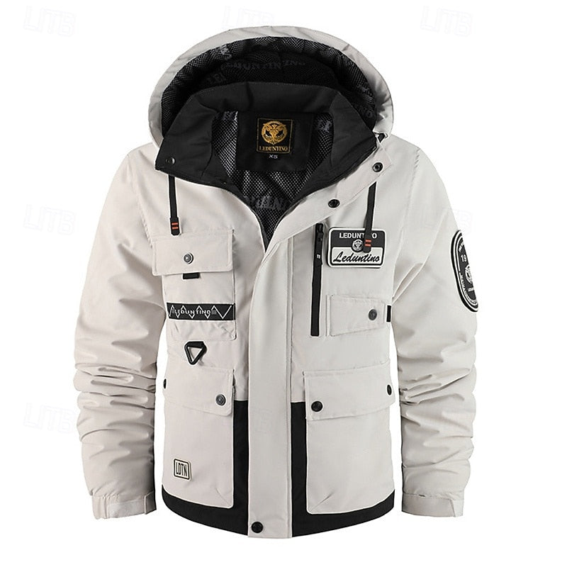 All-Weather Hooded Utility Jacket for Men, Plus Size