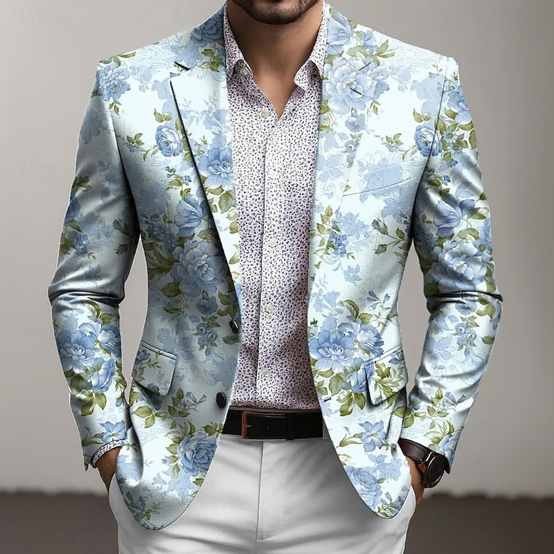 Refined Floral-Print Blazer for Men
