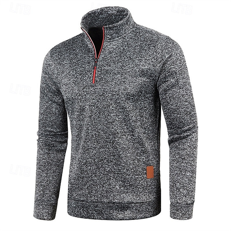Quarter-Zip Textured Pullover Sweater for Men, Plus Size