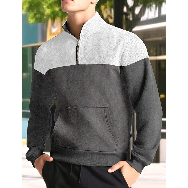 Quarter-Zip Sweatshirt for Men, Textured Style