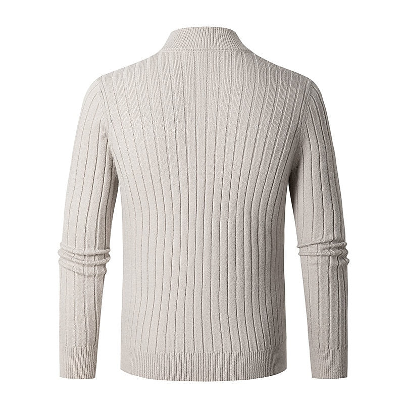 Ribbed Quarter-Zip Sweater for Men, Plus Size