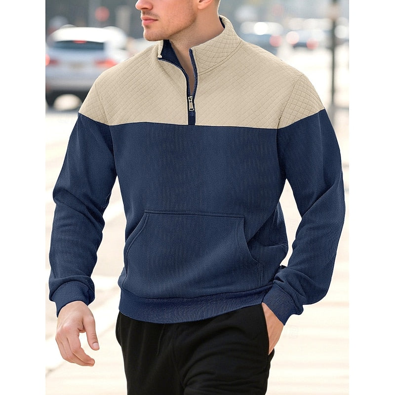 Quarter-Zip Sweatshirt for Men, Textured Style