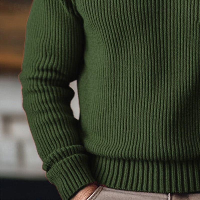 Ribbed Turtleneck Sweater for Men