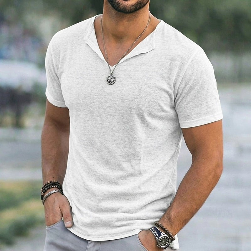 Relaxed V-Neck T-Shirt for Men, Plus Size
