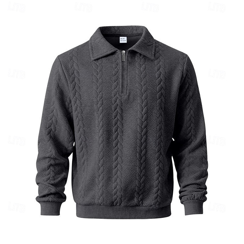 Collared Quarter-Zip Pullover for Men, Plus Size
