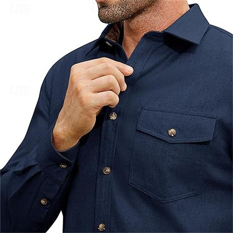 Rugged Button-Front Overshirt for Men, Plus Size