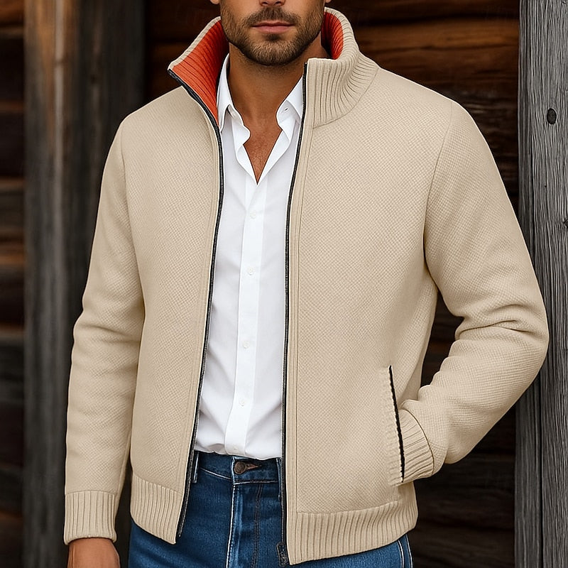Men's Stand-Collar Zip Cardigan