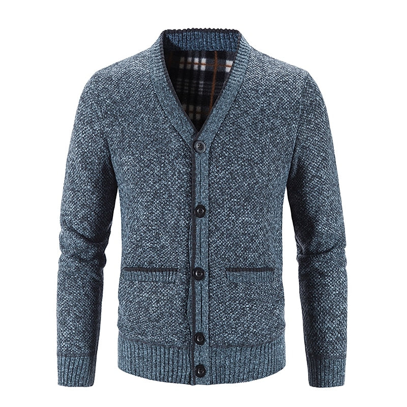 Button-Front V-Neck Cardigan for Men