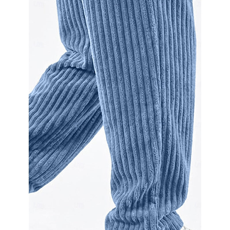 Ribbed Straight-Leg Pants for Men
