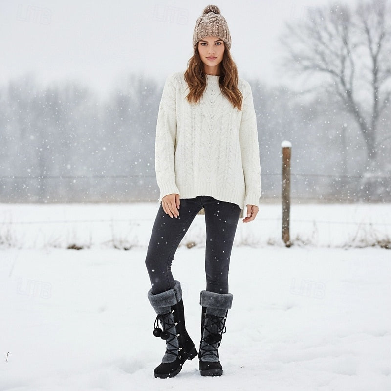 Lace-Up Winter Boots, Women's Cozy Fit