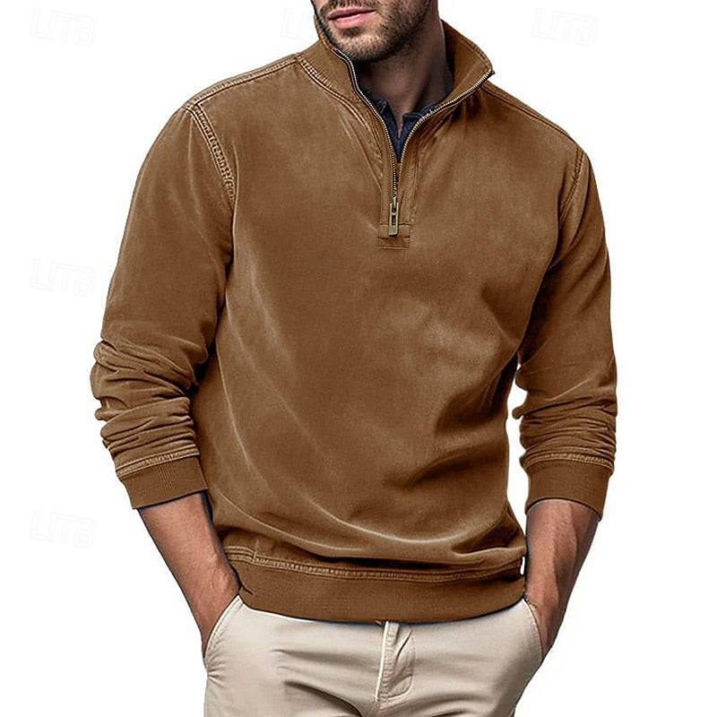 Quarter-Zip Stand-Collar Sweatshirt for Men