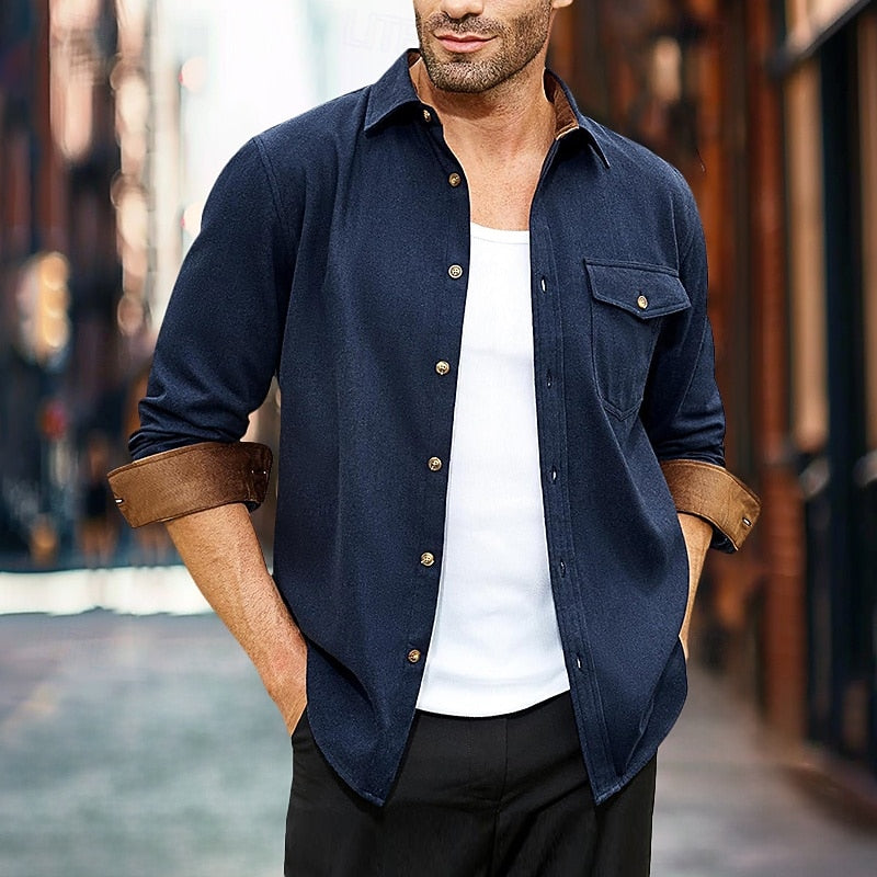 Rugged Button-Front Overshirt for Men, Plus Size