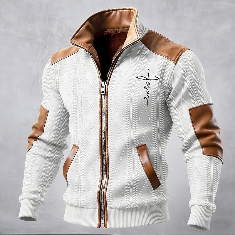 Refined Stand-Collar Jacket for Men, Plus Size