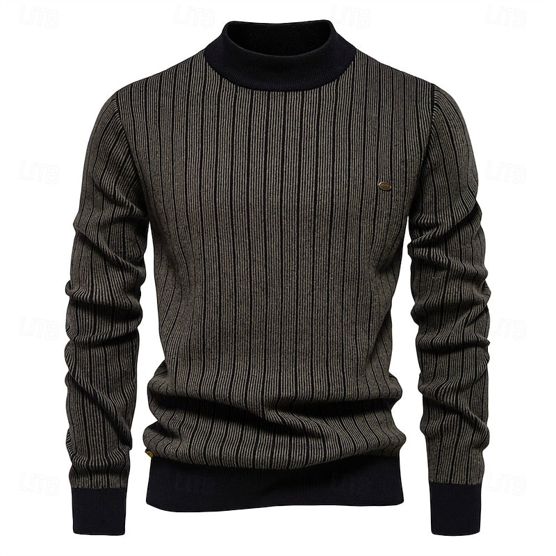 Ribbed Mock Neck Sweater for Men