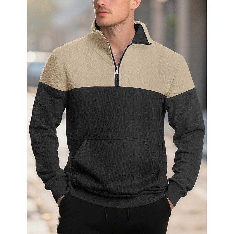 Quarter-Zip Sweatshirt for Men, Textured Style