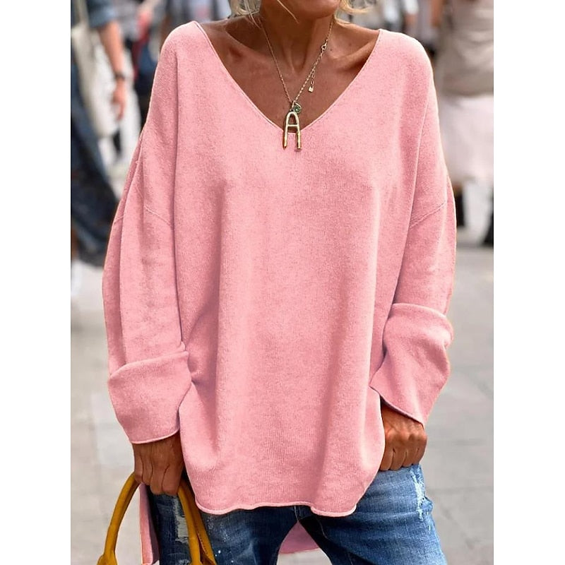 Relaxed V-Neck Pullover for Women