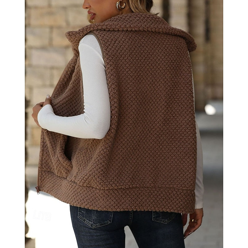 Textured Zip Vest for Women, Cozy Style