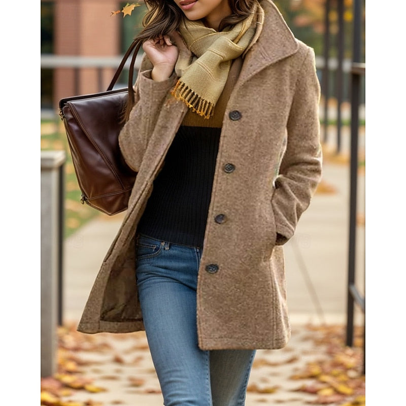 Turndown Collar Coat for Women, Timeless Style