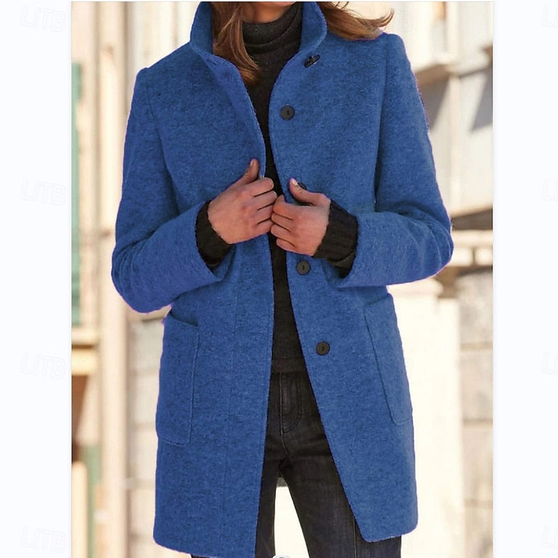 Refined Stand-Collar Coat for Women, Plus Size