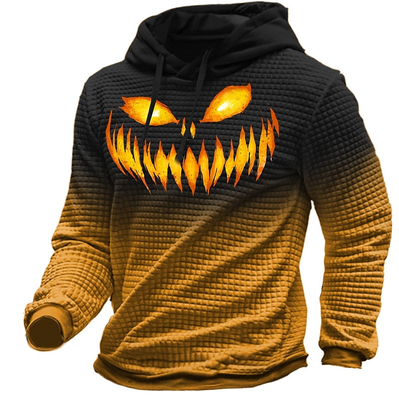Halloween Textured Graphic Hoodie for Men, Plus Size