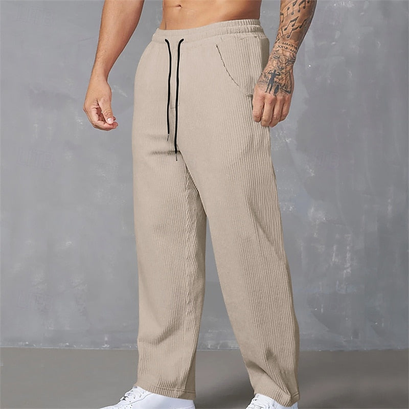 Ribbed Trousers for Men, Relaxed Style